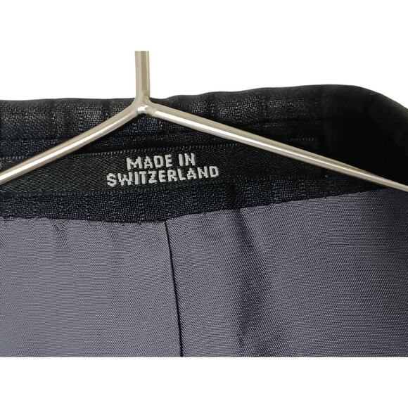 Cecil Gee Navy Blue Blazer Jacket 48 Made in Switzerland Viscose Pinstripe Hole - Picture 10 of 16